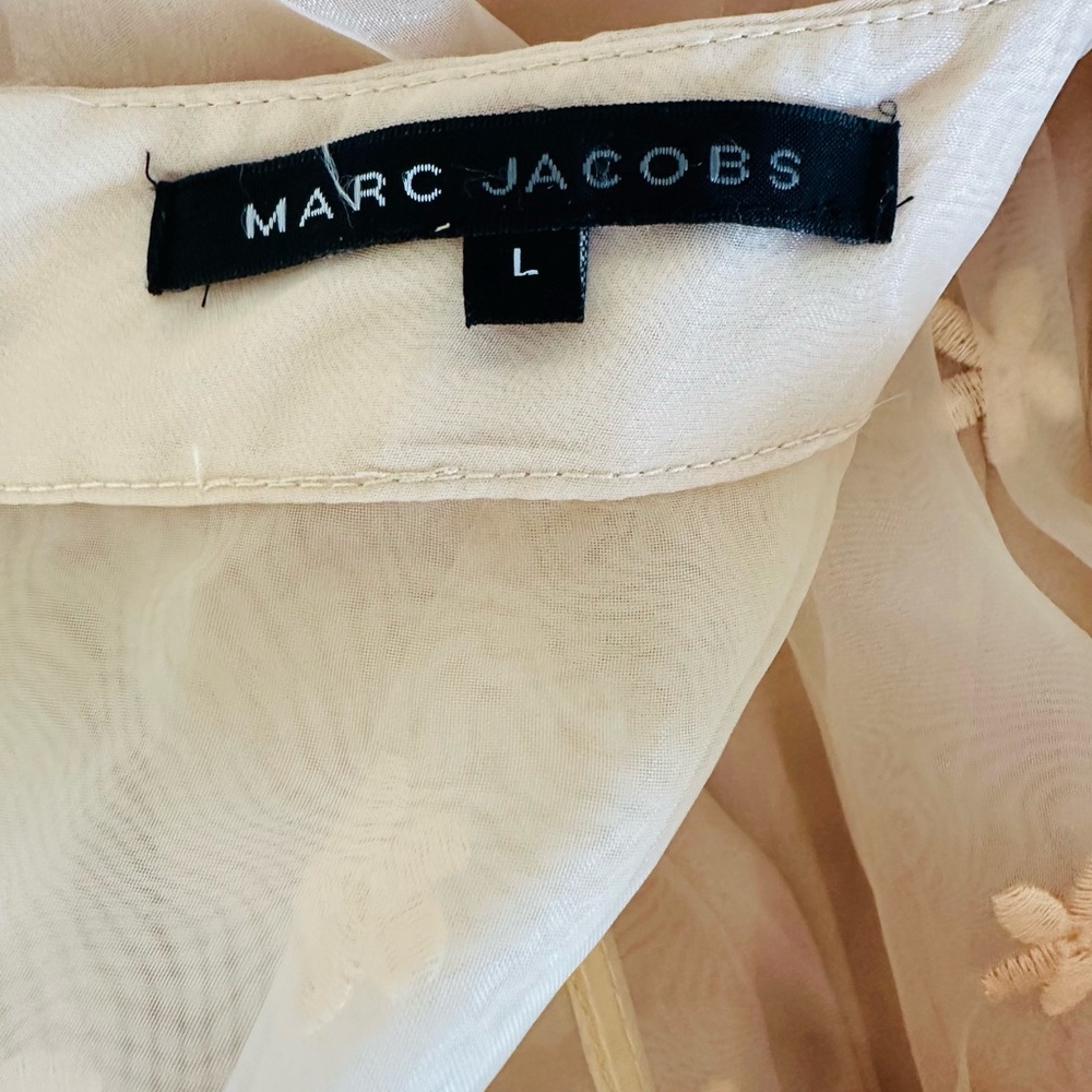 Marc Jacobs Vintage Peach Silk Embroidered Dress L Fair Condition - Picture 12 of 16